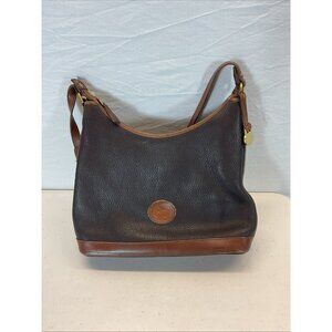 EUC VTG‎  Dooney & Bourke Black Tan Tumbled Pebbled Leather Hobo shoulder Bag